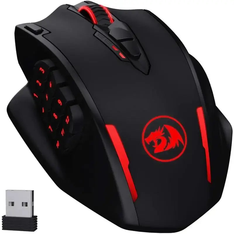 Redragon M913 Gaming 16000 DPI Wired 2.4Ghz Wireless RGB Optical Gamer Mice 16 Programmable Buttons, Black/White Mouse - Nexvibe