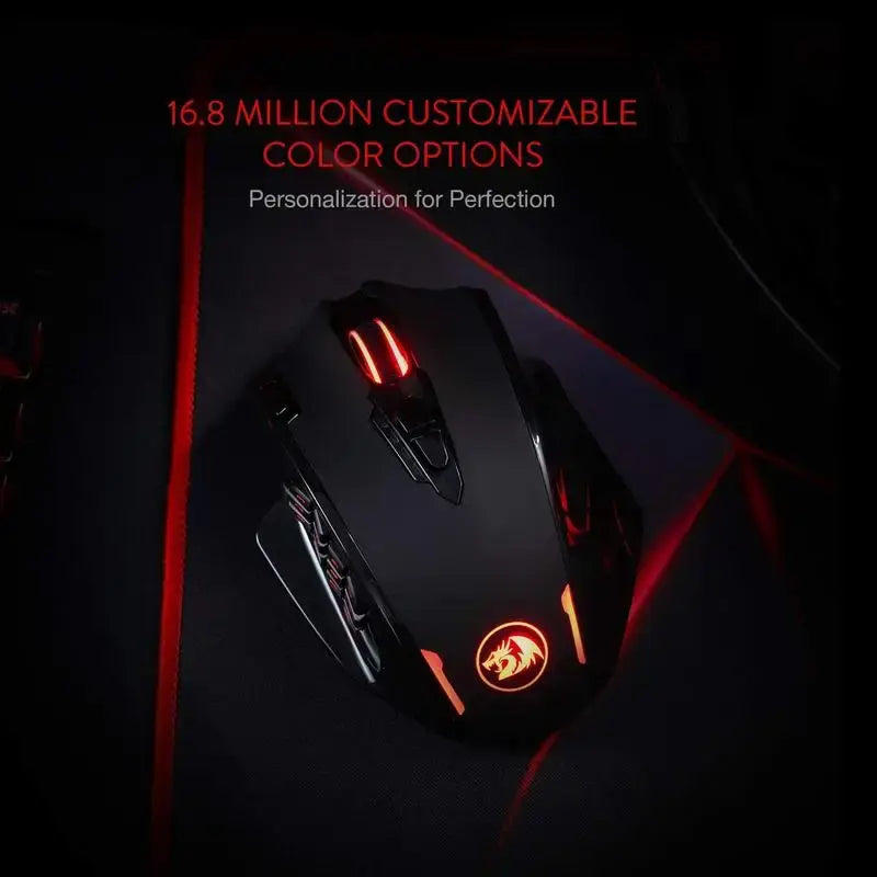 Redragon M913 Gaming 16000 DPI Wired 2.4Ghz Wireless RGB Optical Gamer Mice 16 Programmable Buttons, Black/White Mouse - Nexvibe
