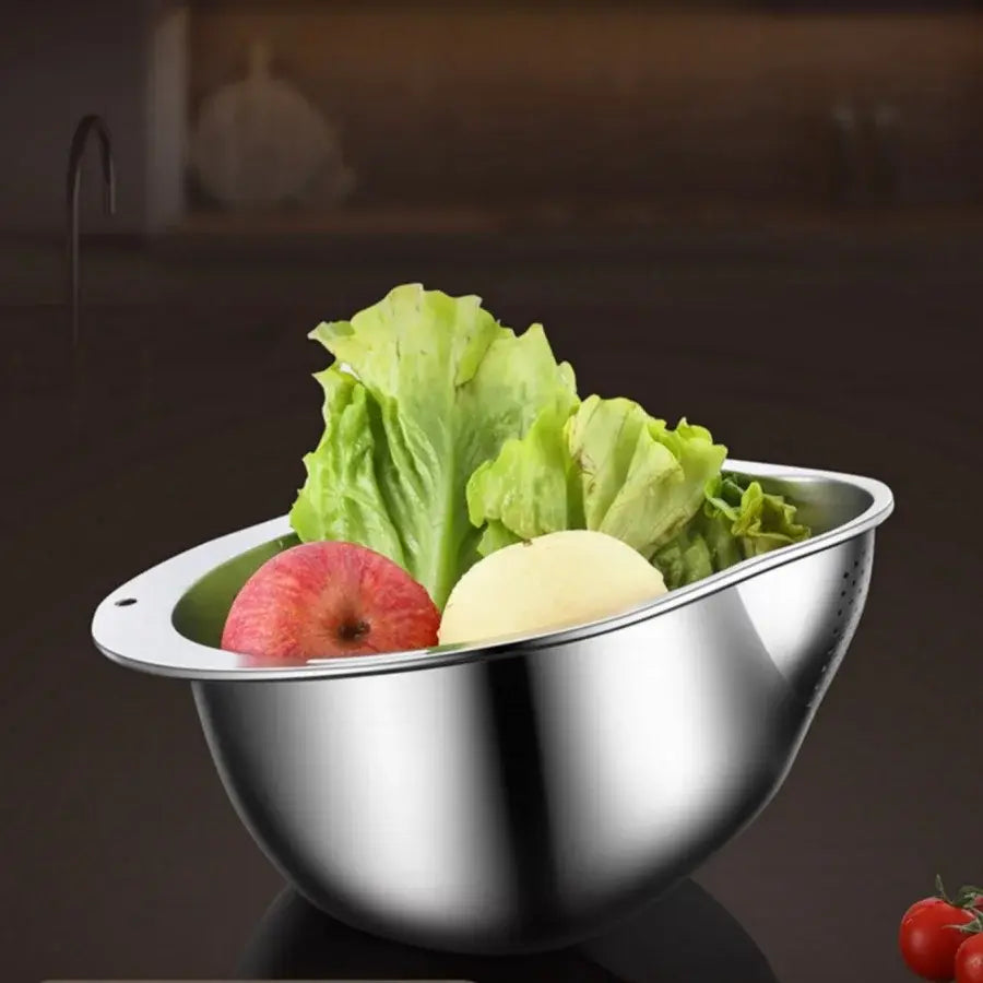 Rice Vegetable Washing Basket Strainer Stainless Steel Bowl Tray Wash Basin Accessories Drain Basket for Kitchen - Nexvibe