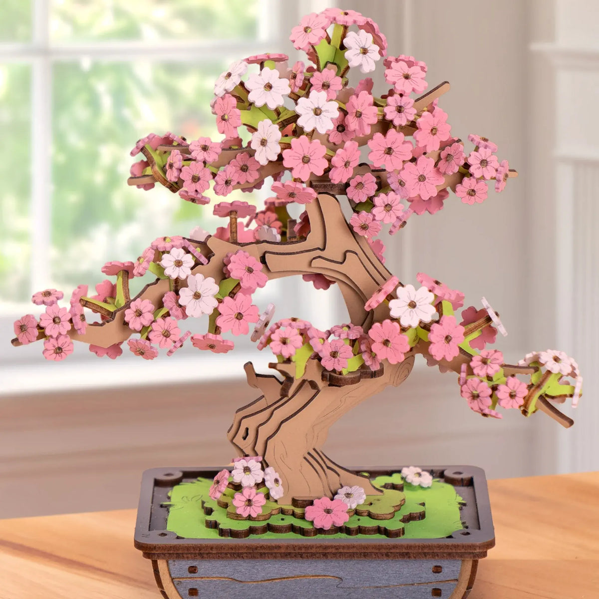 Rolife DIY Wooden 3D Puzzle Sakura Bonsai Model Building Kit for Home Decor Christmas Birthday Gifts for Adults Kids Friends - Nexvibe