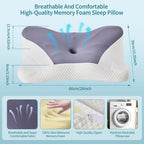 JHK King Size Ergonomic Memory Foam Bed Pillow with Cooling Pillowcase Cervical Contour Pillows For Back Stomach Sleepers