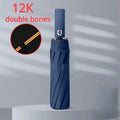 12 Bone Double Bones Black Glue Fully Automatic Umbrella, Rain & Sun Dual Use Three Fold, Sturdy Keel, UV Protection