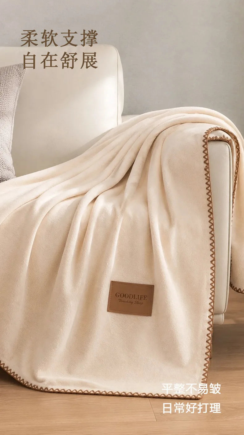 Fall Winter Simple Solid Artificial Lambswool Blanket Thickened Warm Multi-functional Blankets Soft Skin-friendly Cozy Blanket