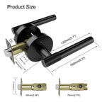 Viladepot Privacy Door Handle Front Knurled Handle Lever Matte Black Round Base Bedroom Bathroom Door Lock Reversible
