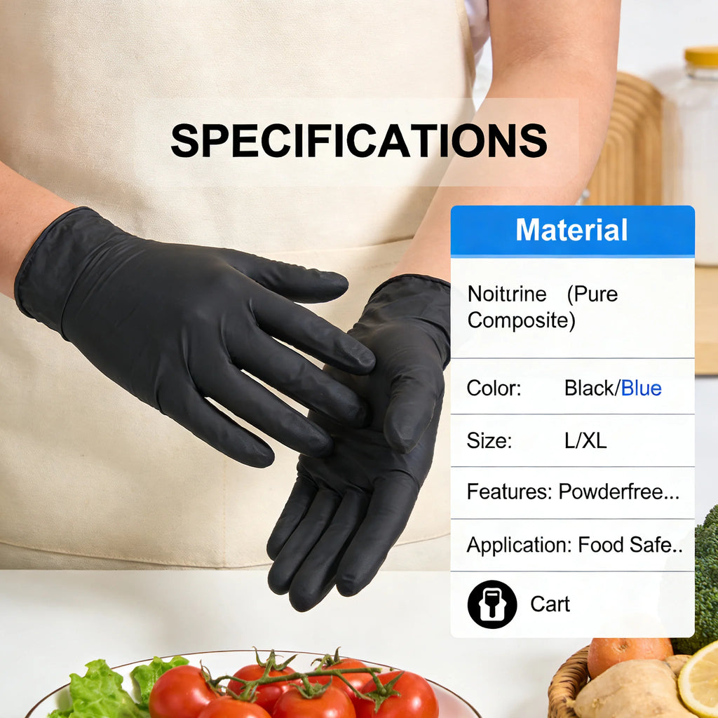 Disposable Nitrile Gloves 100PCS Powder Free Latex Free Puncture Resistant for Kitchen Cleaning Industrial Use