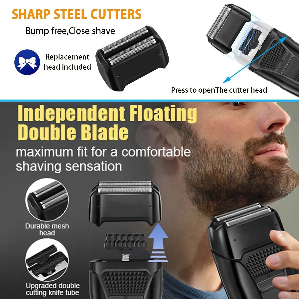Professional Hair Clipper Set for Men, Cordless Haircut Kit with LED Display, 3-in-1/2-in-1/1pc  rechargeable Hair Clipper & T-Blade Trimmer & electric shaver, Barber Zero-Gapped Detailer, DIY Grooming Tools with Scissors, Co