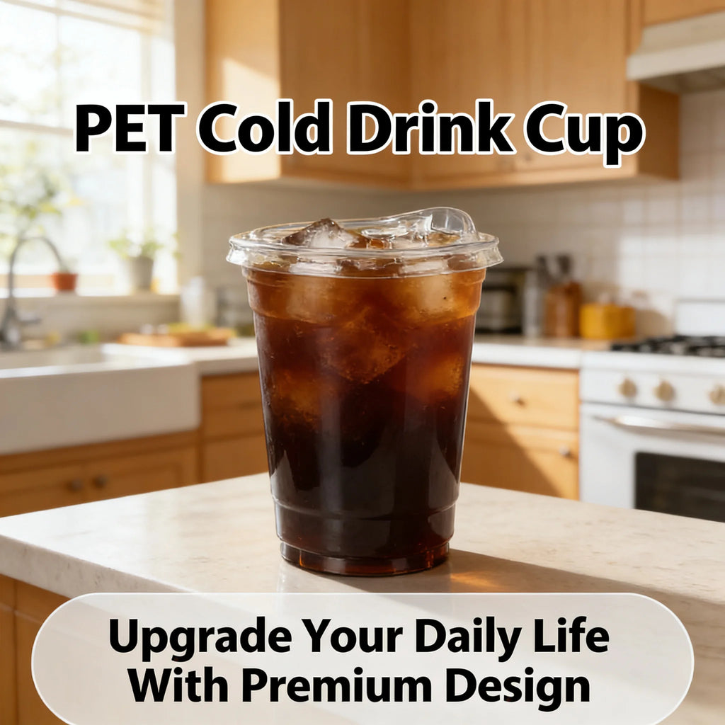 20 PCS PET Cold Drink Cups with Lids Leak-Proof Disposable Clear Plastic Cups for Iced Coffee Bubble Tea Smoothie