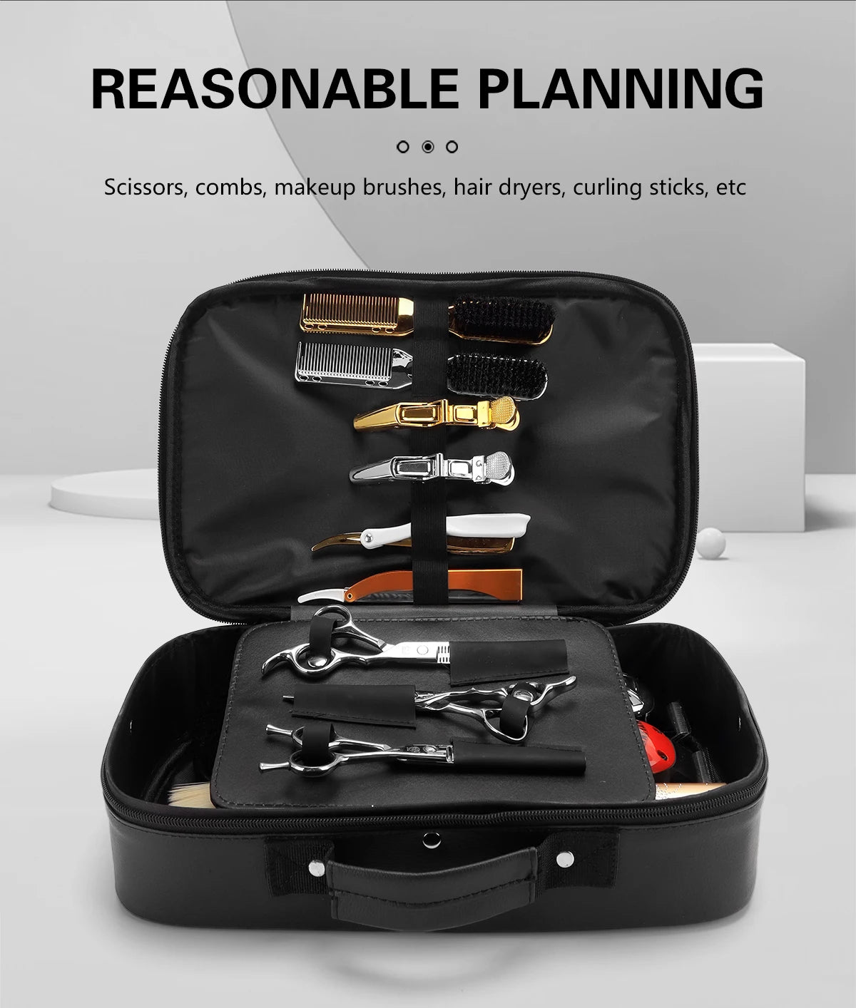 Barber Electric Clipper Bag Black Salon Hairdressing Tool Storage Bag Carrying High-capacity Travel Shaver Organizer Box Holder