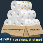 50 100pcs/roll Dishcloth Absorbent Thickened Kitchen Paper Dry Wet Use Non Greasy Random Pattern for Sink Cleaning Dishwashing