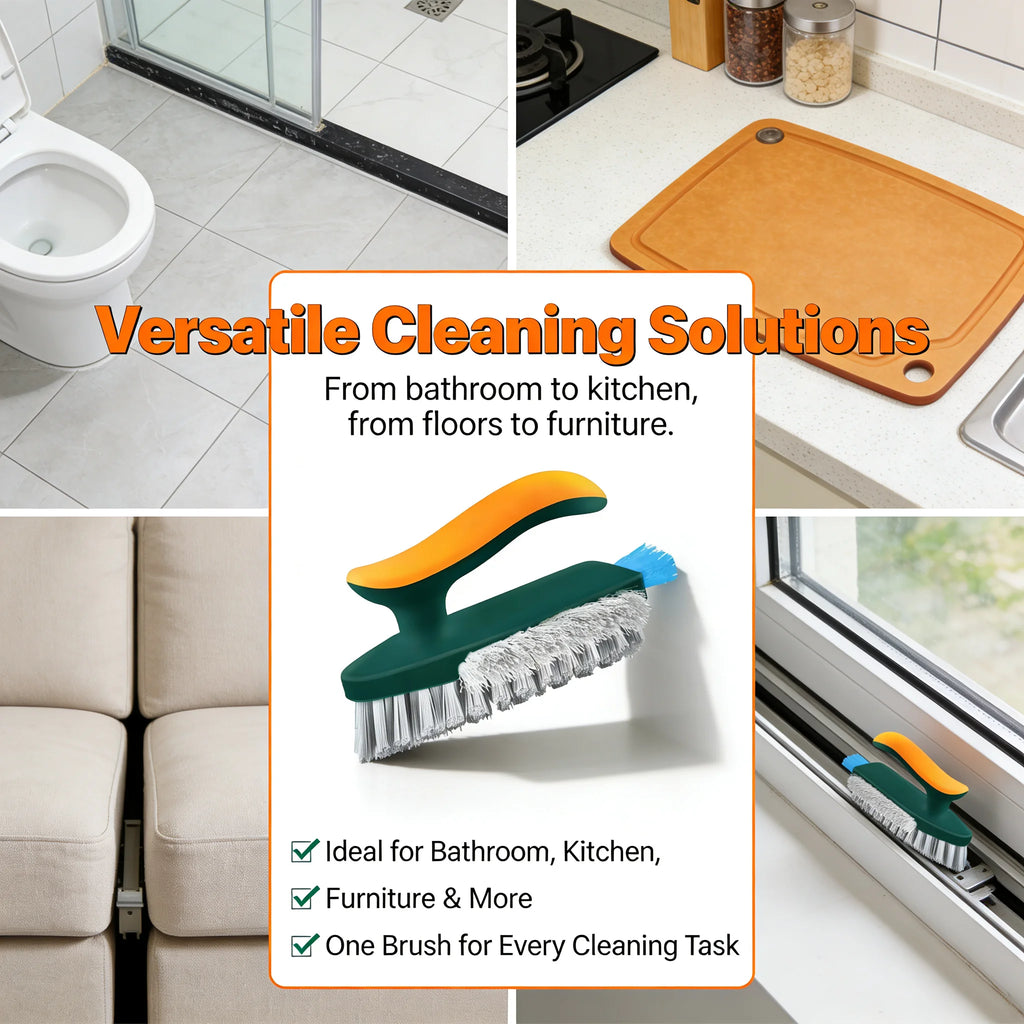 3-In-1 Multi-Function Cleaning Brush Hard Bristle Scrub Brush With Gap Brush T-Handle Grout Cleaner For Bathroom Kitchen Window