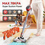 Honki Cordless Vacuum Cleaner 78KPA 45Mins 6*2200mAh Lightweight Stick Vacuum Cleaner for Home Hardwood Floor Carpet Pet Hair