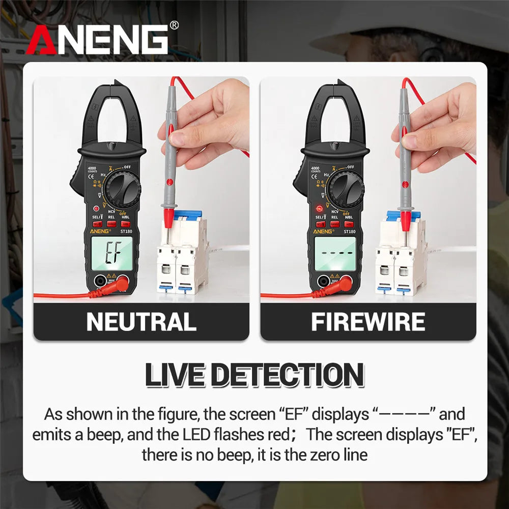 ANENG ST180 Digital Clamp Meter 4000 Counts Multimeter AC Current NCV Capacitance Resistance Frequency Tester Measurement Tool