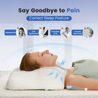 JHK King Size Ergonomic Memory Foam Bed Pillow with Cooling Pillowcase Cervical Contour Pillows For Back Stomach Sleepers