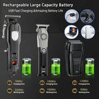 Professional Hair Clipper Set for Men, Cordless Haircut Kit with LED Display, 3-in-1/2-in-1/1pc  rechargeable Hair Clipper & T-Blade Trimmer & electric shaver, Barber Zero-Gapped Detailer, DIY Grooming Tools with Scissors, Co