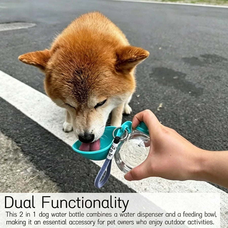 Portable Foldable Pet Water Bottle, Leak-Proof Outdoor Dog and Cat Drinking Bowl, with Lanyard and Hook, Compact, Pet Feeder