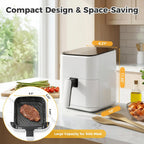 3QT Air Fryer, Small Air Fryer with Digital PP Touch Panel, White
