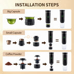 Portable Wireless Electric Espresso Coffee Machine For Travel &Car &Home Camping Coffee Maker 3-in-1 Capsule Powder Coffee Maker