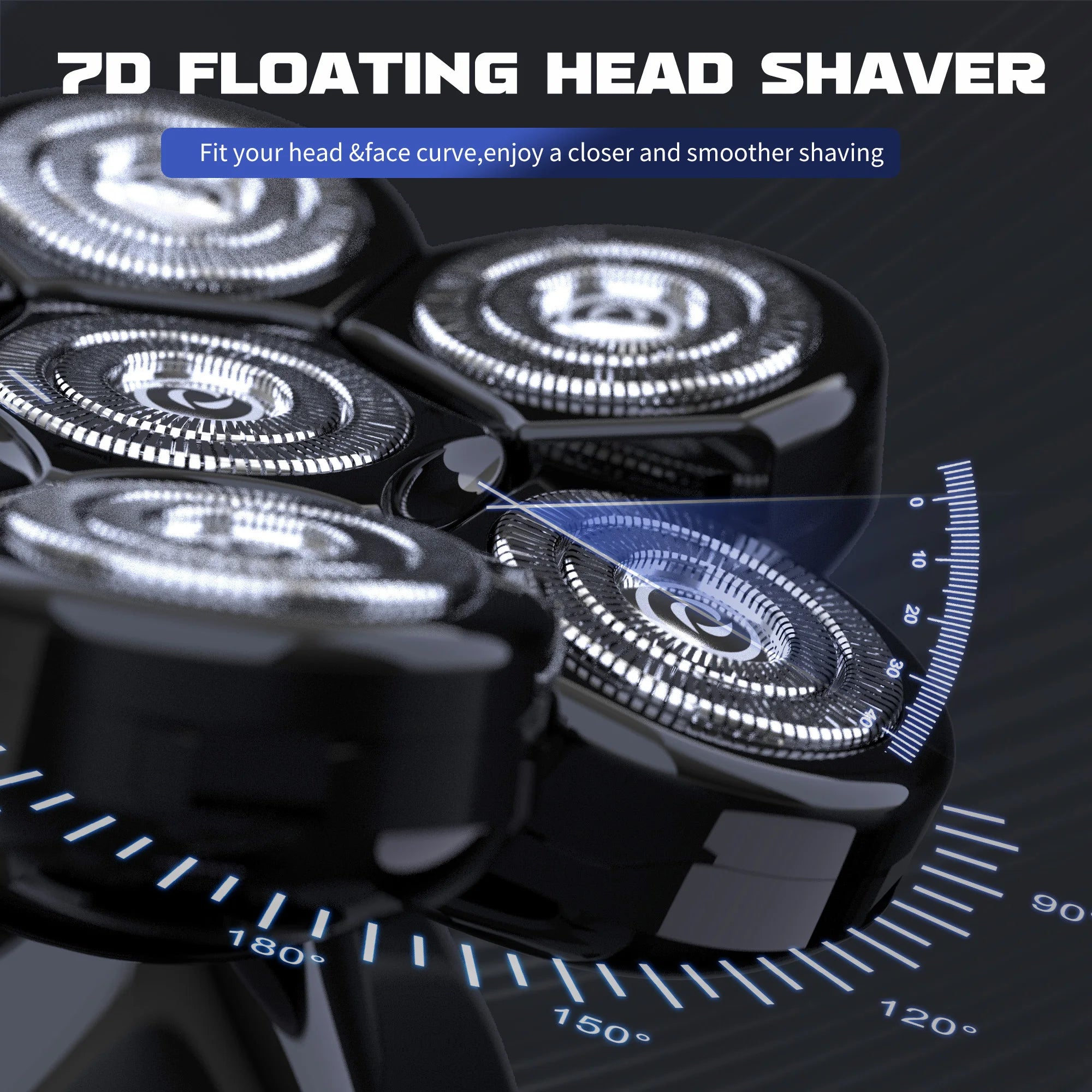 SEJOY Electric Shaver for Men 7D Magnetic Floating Wet/Dry Head Razor Hair Trimmer USB Rechargeable LED Display Beard Trimmers