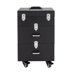 Rolling Makeup Train Case with Wheels, Professional Cosmetic Trolley Lockable Storage, 3-Layer Large Capacity Travel Organizer