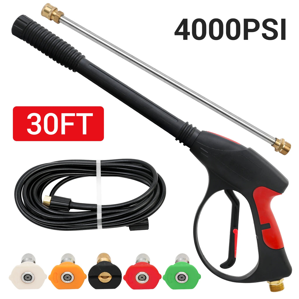 High Pressure Washer Gun Power Washer 4000PSI Spray Wand Lance with 5 color Quick Connect Nozzles Cleaning Machine