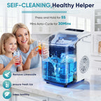 JHK Small Portable Ice Machine Countertop Ice Maker with Scoop Basket and Handle 9 Ice Cubes Ready in 6 Mins 26.5lbs in 24Hrs for Home Kitchen Party