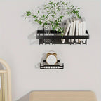 6 Pack Shower Caddy Shelf Organizer Rack, Self Adhesive Black Bathroom Shelves Basket, Bathroom Accessory Decor Set, No Drilling