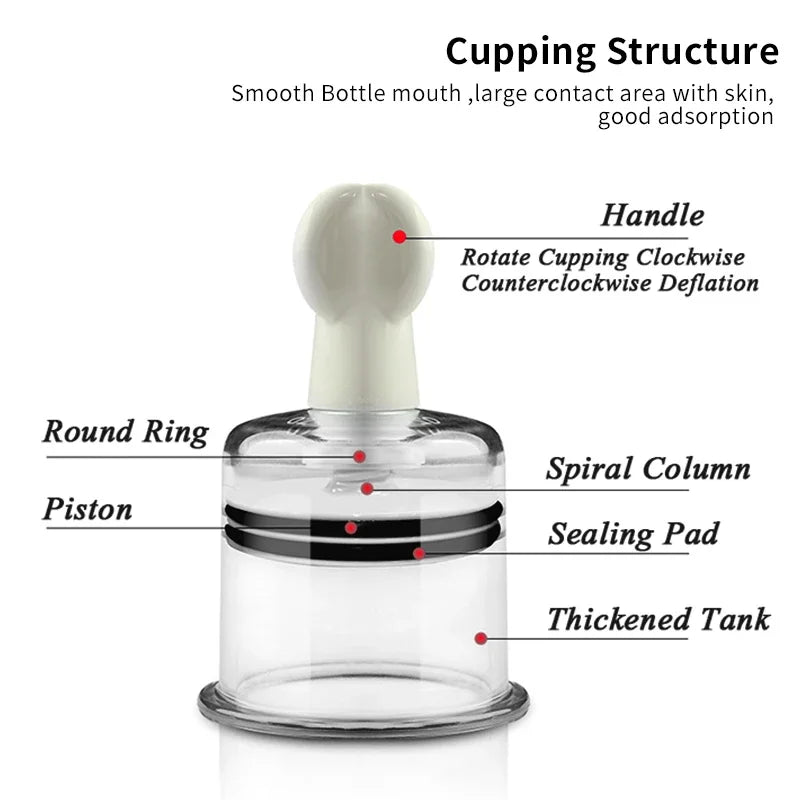 Professional Cupping Medical Chinese Vacuum Body Massager Vacuum Cupping Stimulation Nipple Sucker Inverted Suction Enlarger Cup