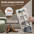 20Pcs Foldable Flip Shoe Storage Boxes Clear Plastic Shoes Case Shoe Organizer Dustproof, 33*23*14cm