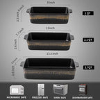 3-Piece Bakeware Set, 20x30 cm Casserole Pan, Cooking and Baking Dinnerware, Black Stripe Design