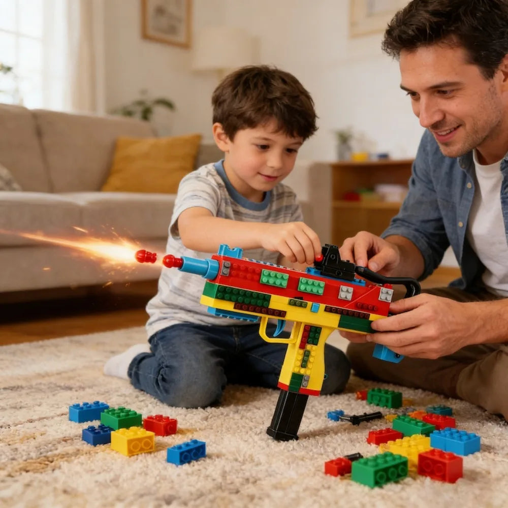 SIG17/USP Building Block Toy Gun Shell Throwing Continuous Firing Airsoft Blowback Empty Hanging Toy Pistol for Outdoor CS Game