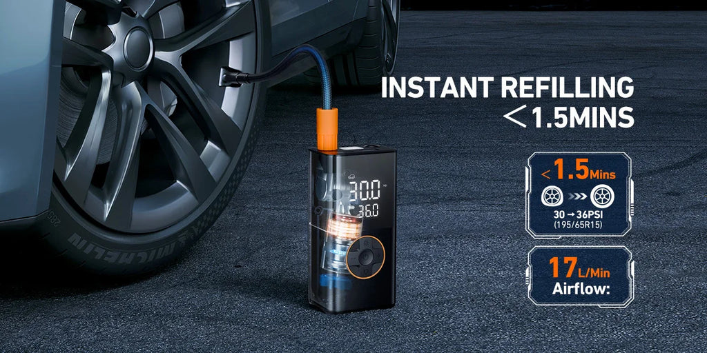 Tire Inflator Portable Air Compressor, 8000mAh Cordless Air Pump for Car Tires, 150 PSI Electric Bike Tire Pump