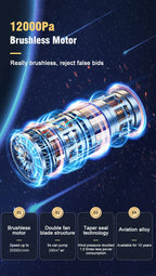 Brushless Car Vacuum Cleaner Cordless Handheld Auto Vacuum Home & Car Dual Use Mini Vacuum Cleaner with Builtin Battrery