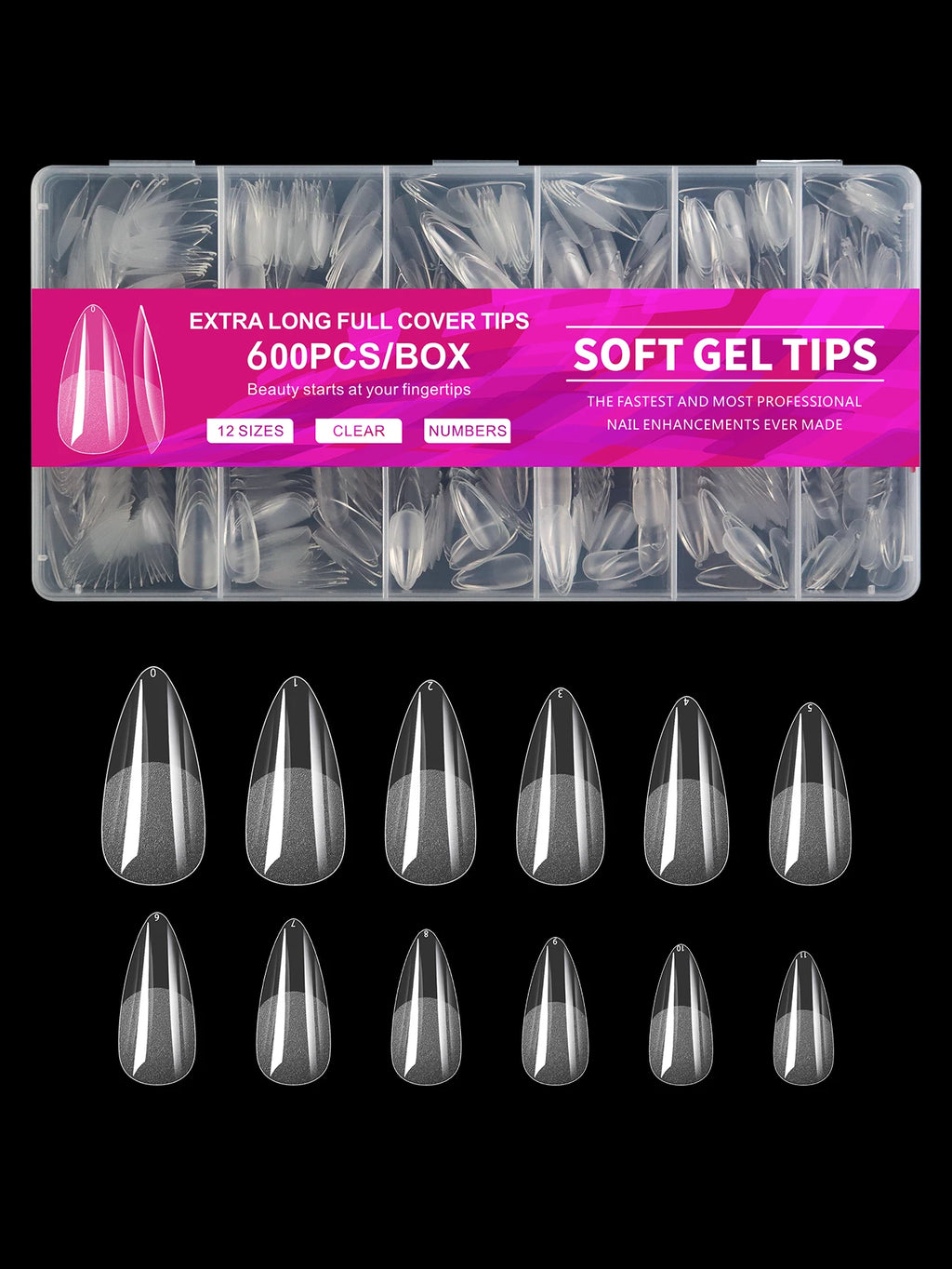 100/320/600Pcs Short Almond Nail Tips Soft Gel Nail Tips Full Cover False Nail Tips For Acrylic Nails  Salon Home Press On Nails