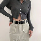 Women Hollow Out Punk Style Fashion Belt With Star Hollow Decor, Casual Fall, Autumn, Halloween