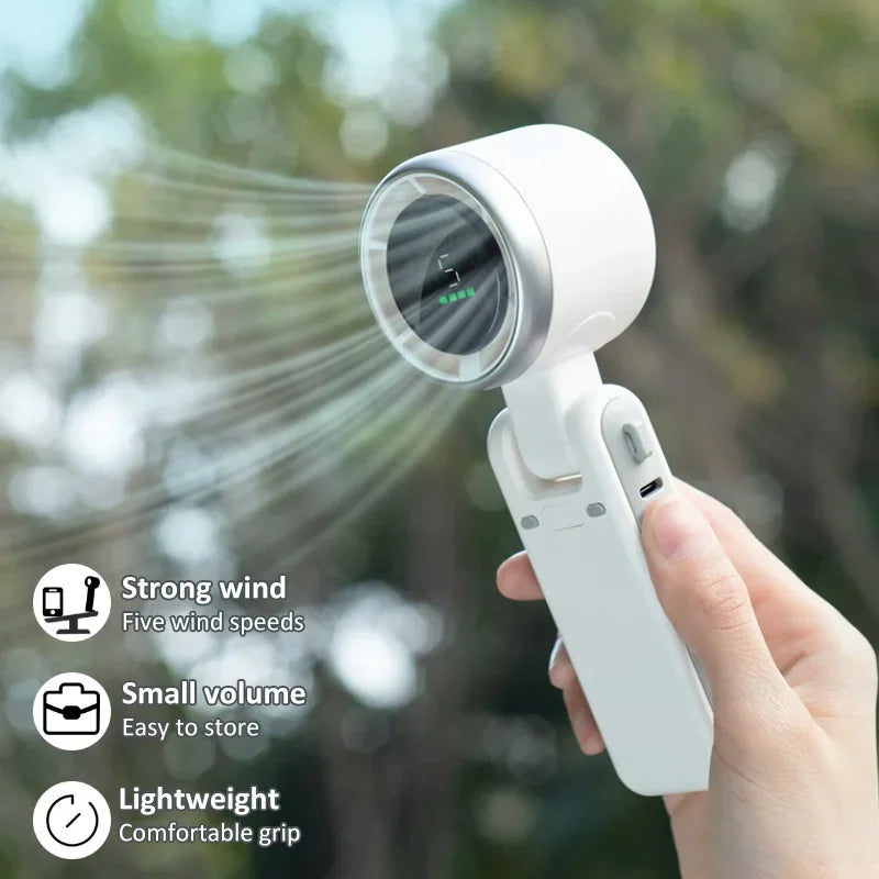 2026 New Hanging Neck Outdoor 180 Degree Folding Desktop Mini Fan Hand-held Folding High-speed Powerful Turbo Fan