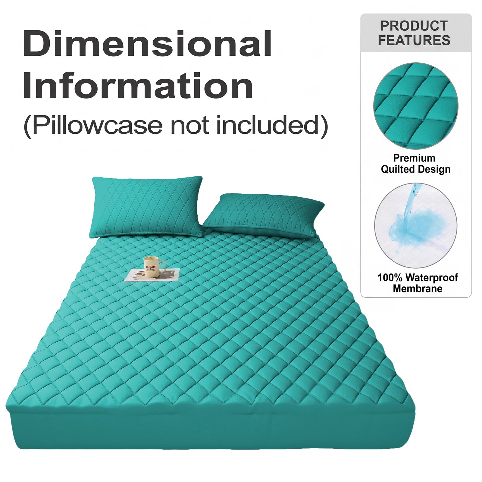 1Pc Waterproof Mattress Protector, thickened skin-friendly quilted bed cover with deep pocket, breathable bedroom bedding