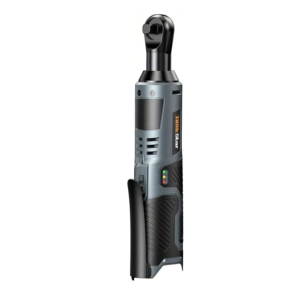 TaskStar Cordless Ratchet Wrench Kit 3/8-inch Ratchet 40N.m(max) Electric Power Angle Wrench with Variable Speed Trigger 0-200 RPM, Handheld Car Disassembly Tool with 2 Packs 2000mAh Lithium-Ion Battery&1 Charger&7 Sockets