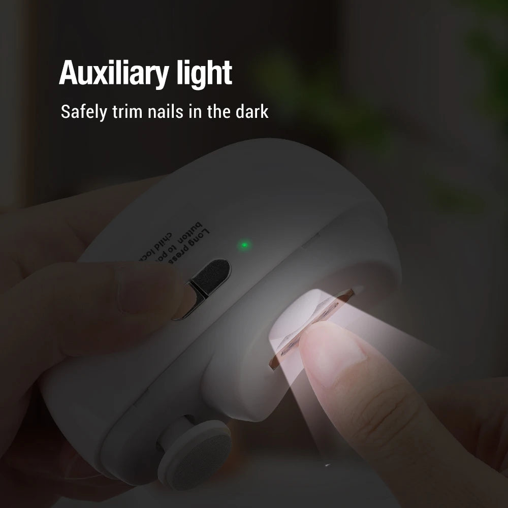 2 In 1 Electric Nail Trimmer Anti Splash Design Baby Adult Finger Toe Nail Clipper Manicure Pedicure Tools For Thick Nails