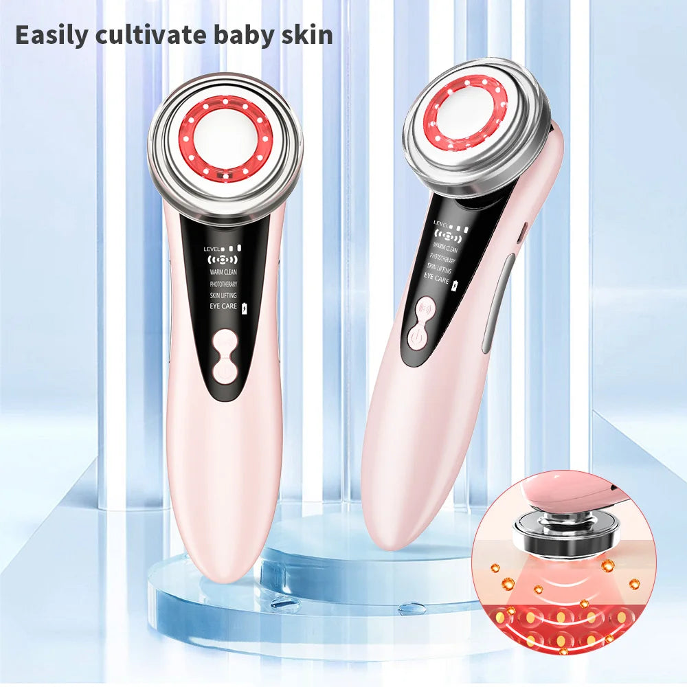 4in1 Facial Massager Red Blue Light therapy Vibration Skin Tightening Face Lifting Anti Wrinkle Beauty Device Skin Care Tool
