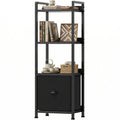 MCQ 4 Tiers Metal Classic Bookshelf with Fabric Drawer Freestanding Tall Display Shelf Storage Shelves Bookshelf Sturdy Structure Graduated Shelves for Home