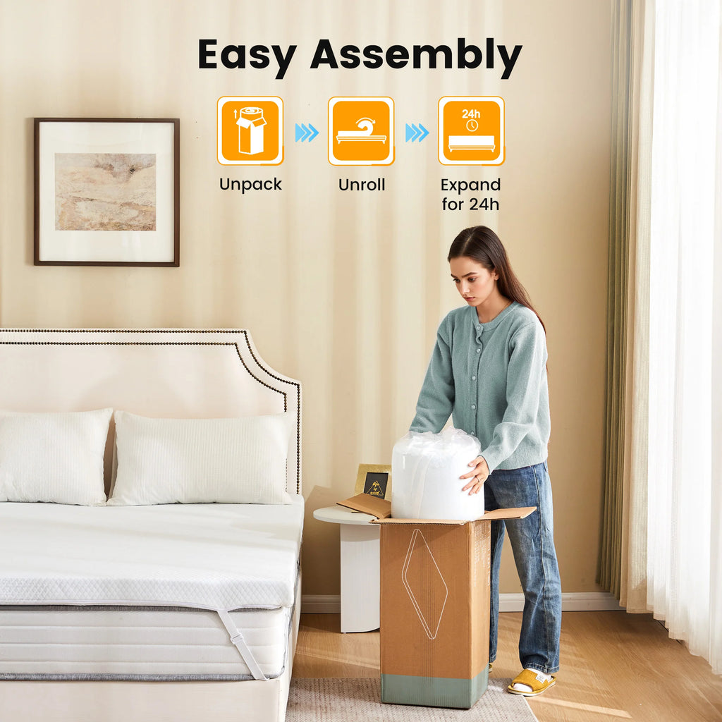 JHK 4 Inch Gel Memory Foam Mattress Topper with Removable Cover Full Size Cooling Mattress Soft and Breathable Bed Topper