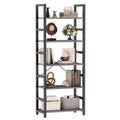 MCQ Wooden Storage Standing 5 Tiers Display Bookshelf Sturdy Structure Graduated Shelves Adjustable Feet for Living Room