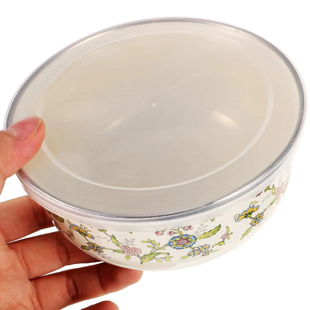 5PCS Enamel Bowls, Enamel on Steel Mixing Bowls with Lids, Vintage Soup Retro Food Containers Soup with Lids, Mixing with Set Containers for Food Fruits Salad
