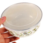 5PCS Enamel Bowls, Enamel on Steel Mixing Bowls with Lids, Vintage Soup Retro Food Containers Soup with Lids, Mixing with Set Containers for Food Fruits Salad
