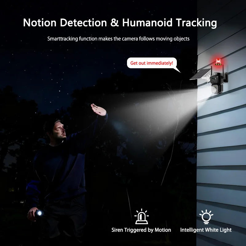SZSINOCAM Dual Lens Solar WiFi Camera Outdoor Security 24h Record Built in Battery Solar Panel Wireless Cam Alarm