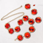 5 Pcs Women's Anime Cosplay Waist Belt Red Gems Belt Stone Chain for Halloween Costume Accessories