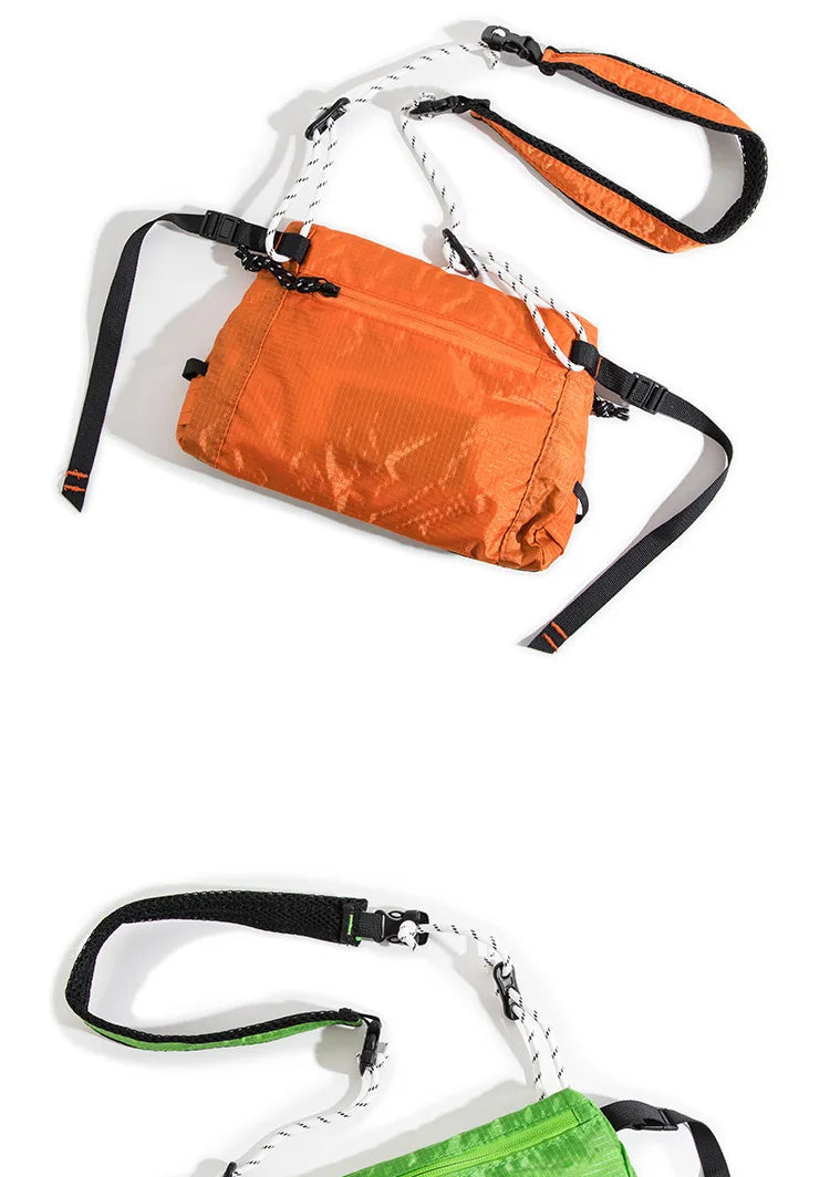 Outdoor Sports Crossbody Sling Bag Nylon Retro Waterproof Tear-Resistant for Cycling Running Hiking Outdoor Essentials