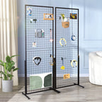 SucceBuy Grid Wall Panels Tower Wire Gridwall Display Racks Double Side Gridwall Panels for Art Craft Shows Retail Shop w/ Hooks