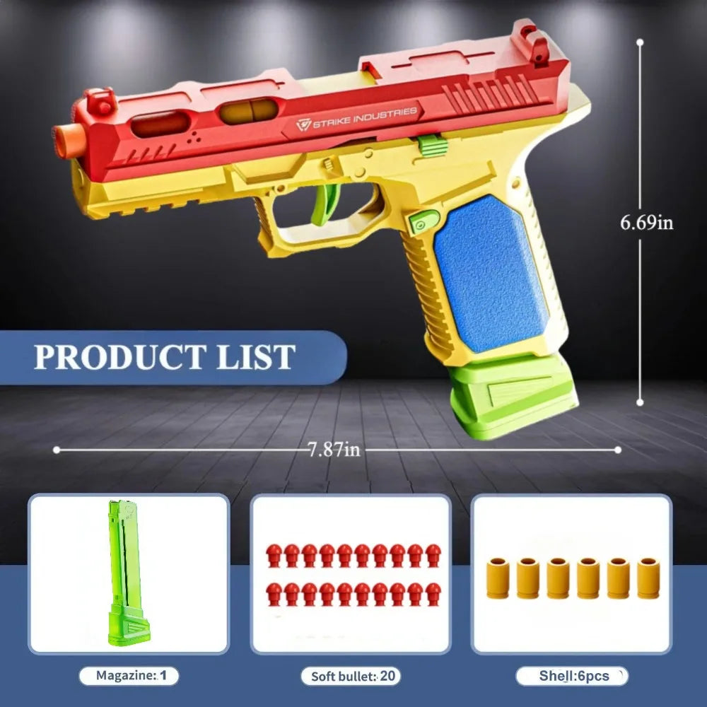 SIG17/USP Building Block Toy Gun Shell Throwing Continuous Firing Airsoft Blowback Empty Hanging Toy Pistol for Outdoor CS Game