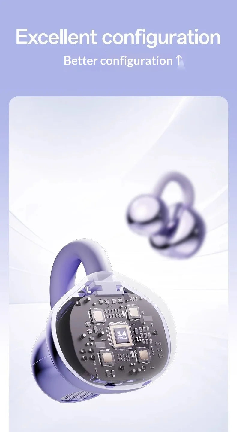 Premium Wireless Bluetooth Earbuds Clip-on Earphones Sound Quality Long Battery Life Perfect for Sports Headphones With Mic